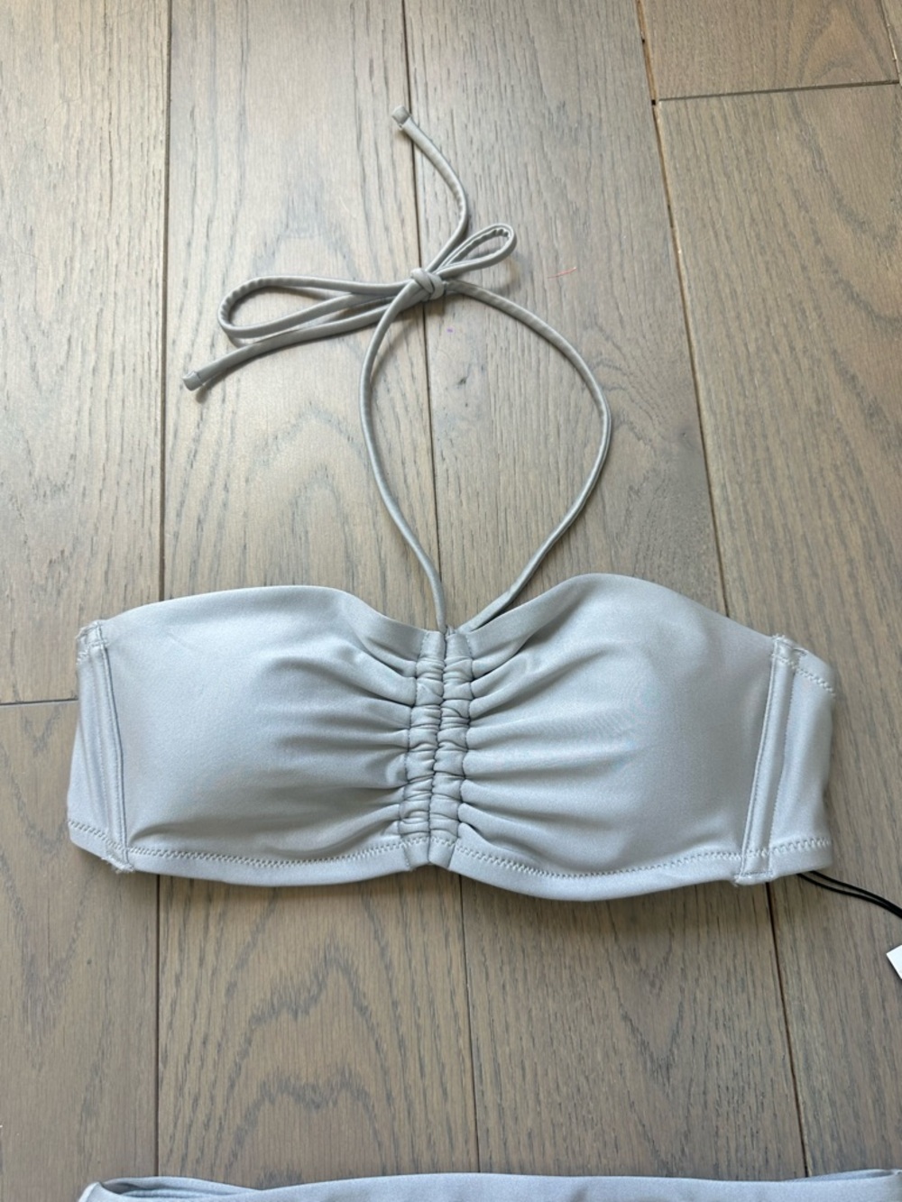 Shade & Shore Metallic Silver Ruched Bandeau Bikini Set - Picture 3 of 8